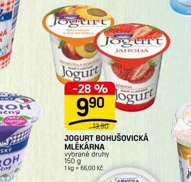 JOGURT BOHUŠOVICKÁ MLÉKÁRNA vybrané druhy 150 g