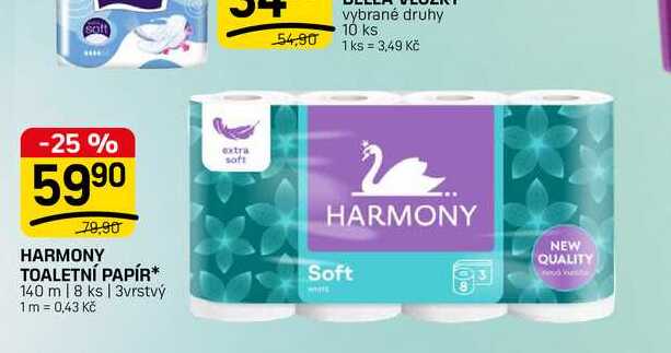 HARMONY TOALETNÍ PAPÍR* 140 m 18 ks | 3vrstvý