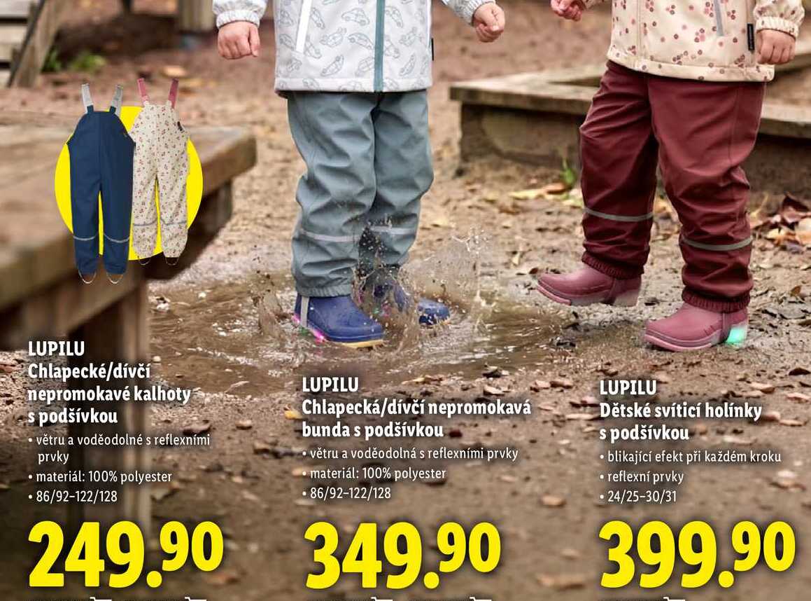 LUPILU Chlapecké/dívčí nepromokavé kalhoty s podšívkou