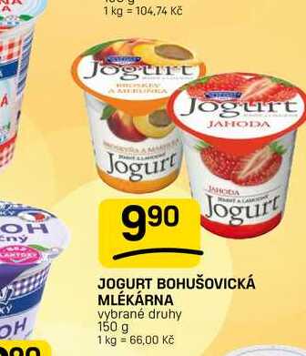 JOGURT BOHUŠOVICKÁ MLÉKÁRNA vybrané druhy 150 g
