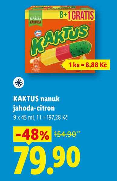KAKTUS Nanuk jahoda-citron, 9x 45 ml