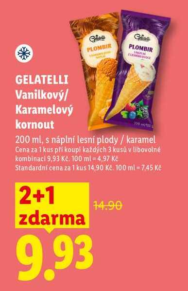 GELATELLI Vanilkový/ Karamelový kornout, 200 ml