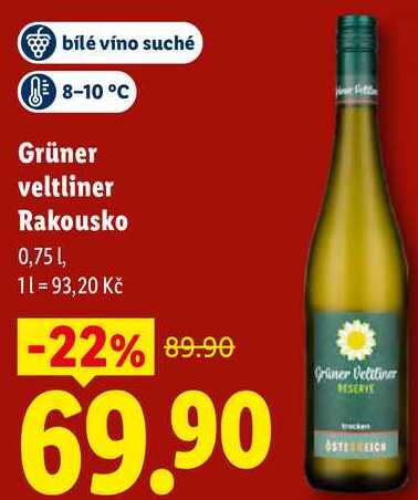 Grüner veltliner Rakousko, 0,75 l