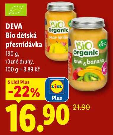 DEVA Bio dětská přesnídávka, 190 g