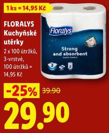FLORALYS Kuchyňské utěrky, 2 x 100 útržků Lidl