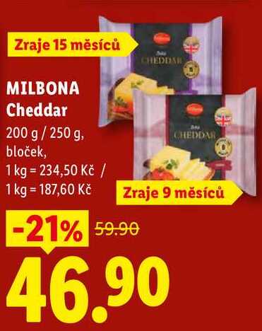 MILBONA Cheddar, 200 g / 250 g