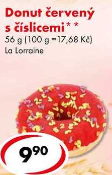 Donut červený s číslicemi, 56 g  