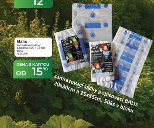 Balis zamrazovací sáčky popisovací 20-30 cm 50ks +2 druhy Tamda Foods