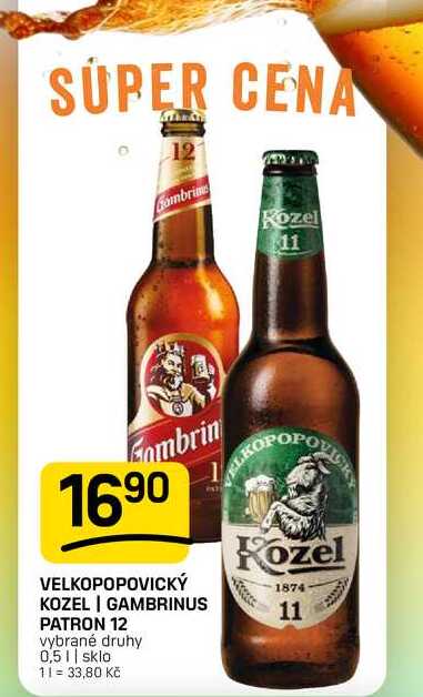 VELKOPOPOVICKÝ KOZEL | GAMBRINUS PATRON 12 vybrané druhy 0,5l