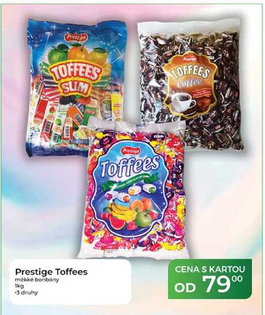 Prestige Toffees měkké bonbony 1kg 3 druhy