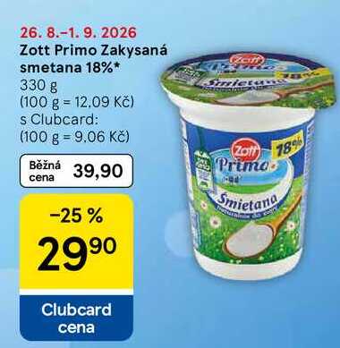 Zott Primo Zakysaná smetana 18%, 330 g 
