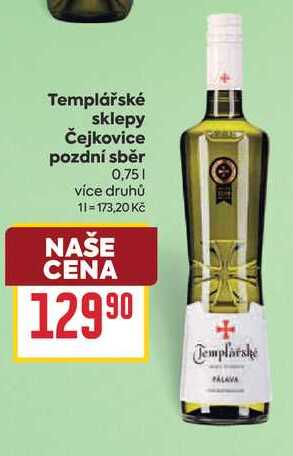 Templářské sklepy Čejkovice pozdní sběr 0,75l