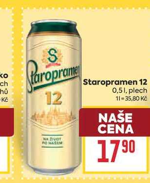 Staropramen 12 0,51, plech