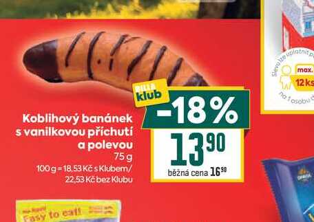 Koblihový banánek s vanilkovou příchutí a polevou 75g