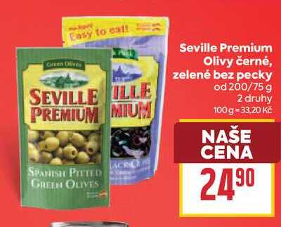 Seville Premium Olivy černé, zelené bez pecky od 200/75 g