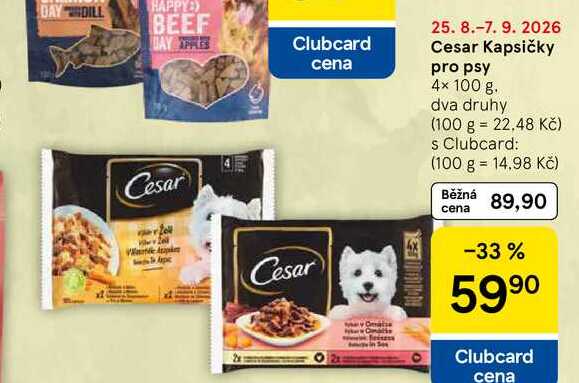 Cesar Kapsičky pro psy, 4× 100 g