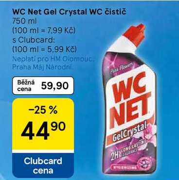WC Net Gel Crystal WC čistič, 750 ml Tesco