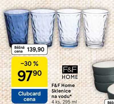 F&F Home Sklenice na vodu, 4 ks, 295 ml