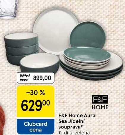 F&F Home Aura Sea Jídelní souprava, 12 dílů, zelená 
