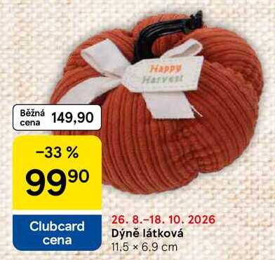 Dýně látková 11.5 x 6.9 cm Tesco