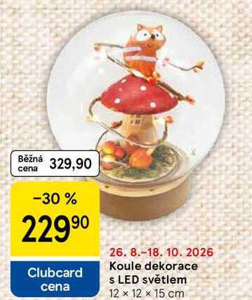 Koule dekorace s LED světlem 12 x 12 x 15 cm Tesco