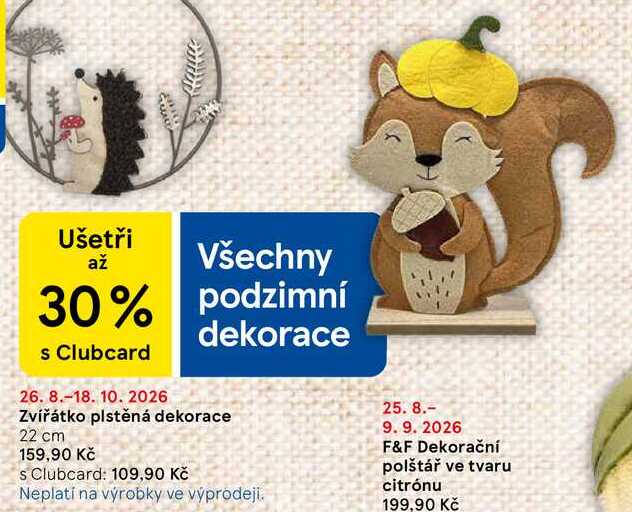 Zvířátko plstěná dekorace 22 cm Tesco