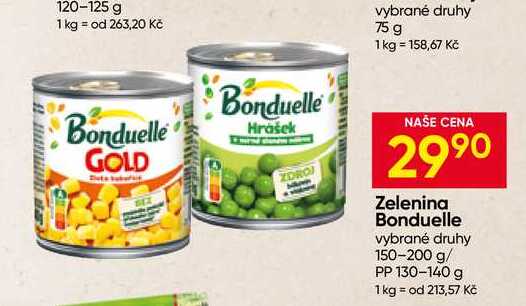 Zelenina Bonduelle vybrané druhy 150-200 g/ PP 130-140 g