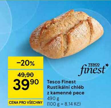 Tesco Finest Rustikální chléb z kamenné pece, 490 g