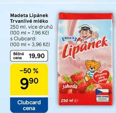 Madeta Lipánek Trvanlivé mléko, 250 ml, více druhů