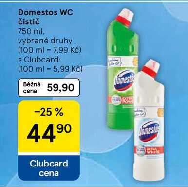 Domestos WC čistič, 750 ml, vybrané druhy Tesco