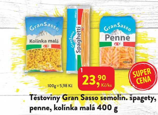 Těstoviny Gran Sasso semolin. špagety, penne, kolínka malá 400 g