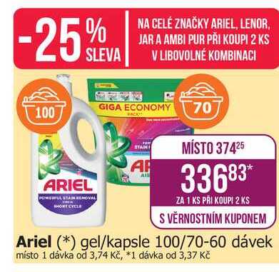 Ariel gel/kapsle 100/70-60 dávek Teta drogerie