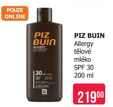 PIZ BUIN Allergy tělové mléko SPF 30 200 ml Teta drogerie