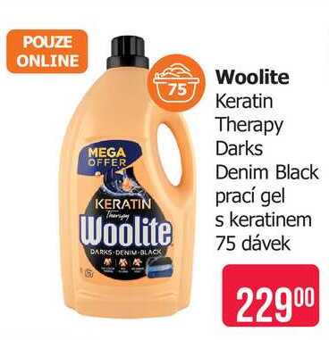 Woolite Keratin Therapy Darks Denim Black prací gel s keratinem 75 dávek Teta drogerie