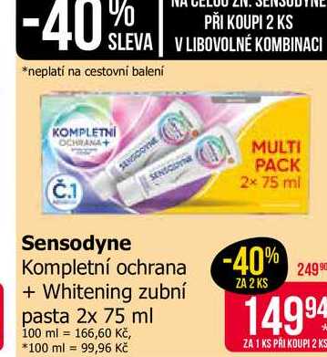 Sensodyne Kompletní ochrana + Whitening zubní pasta 2x 75 ml Teta drogerie