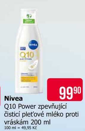 Nivea Q10 Power zpevňující čisticí pleťové mléko proti vráskám 200 ml Teta drogerie