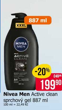 Nivea Men Active clean sprchový gel 887 ml Teta drogerie