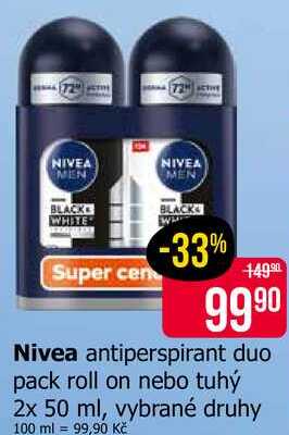 Nivea antiperspirant duo pack roll on nebo tuhý 2x 50 ml