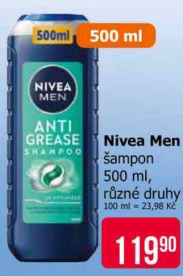 Nivea Men Šampon 500ml, vybrané druhy Teta drogerie