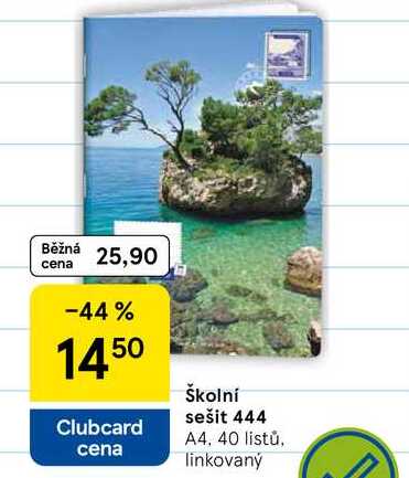 Školní sešit 444, A4, 40 listů, linkovaný 