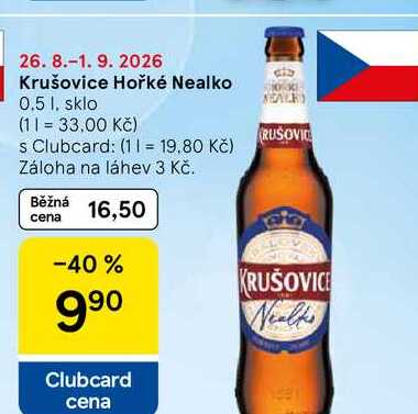 Krušovice Hořké Nealko, 0.5 l, sklo