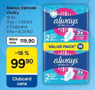 Always Dámské vložky, 16 ks