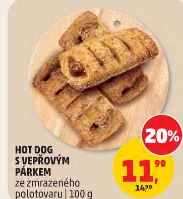 HOT DOG S VEPŘOVÝM PÁRKEM, 100 g