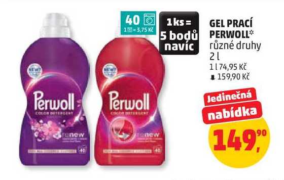 GEL PRACÍ PERWOLL různé druhy, 2 l Penny Market