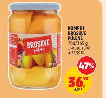 KOMPOT BROSKVE PŮLENÉ, 700/365 g