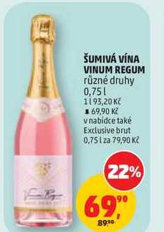 ŠUMIVÁ VÍNA VINUM REGUM různé druhy, 0,75 l