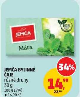 JEMČA BYLINNÉ ČAJE různé druhy, 30 g