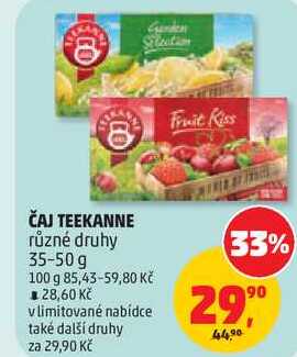 ČAJ TEEKANNE různé druhy, 35-50 g