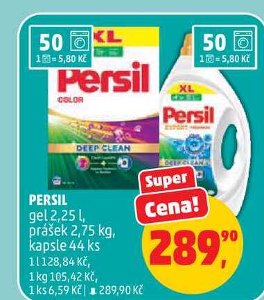 PERSIL gel, 2,25 l, prášek 2,75 kg, kapsle 44 ks Penny Market