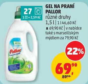 GEL NA PRANÍ PALLOR různé druhy, 1,5 l Penny Market
